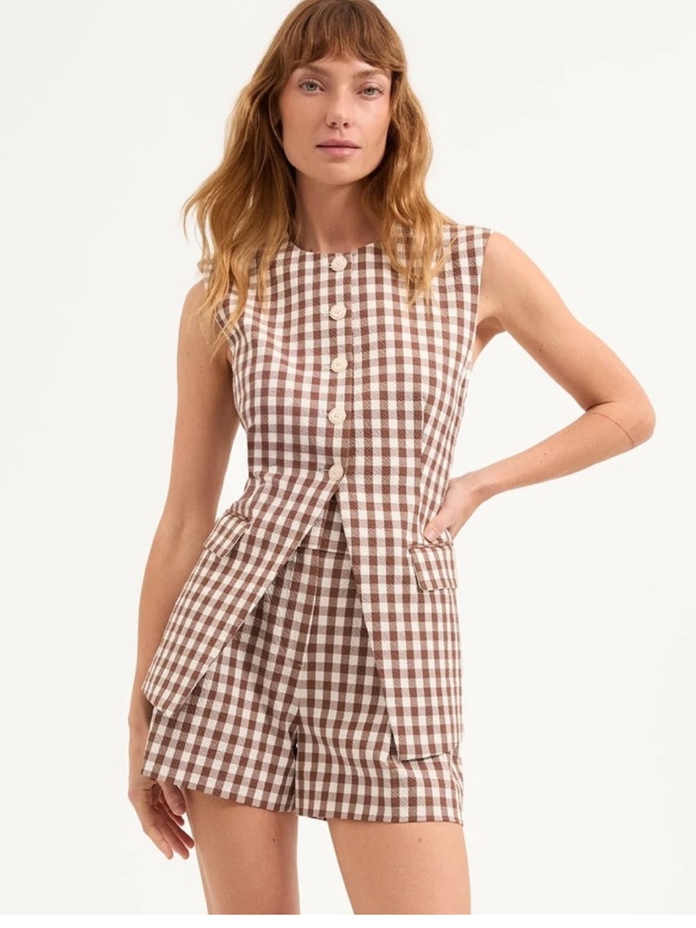 NWOT Veronica Beard Lois Gingham Vest - sz 4